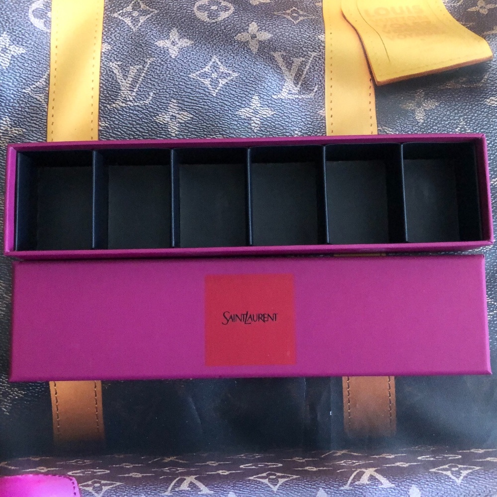RARE Saint Laurent 10.5 x 2.5 Fuscia Red 6 Position Jewelry Box